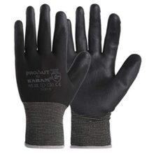 Karam HS22 Safety Gloves for Mechanical Hazards | Safety Work Gloves with Black Liner with Black PU Coating | Multipurpose Use | Cut Resistant | Abrasion, Tear & Puncture Resistant | Size-XL