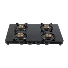Havells GEOSLIM Gas stove |4 Heavy Duty Forged Brass Burner|6 mm Toughened Glass|Premium Valves|Removable Drip Tray|Soft Touch Knobs|5 year Warranty on Burners, Glass & Valves by Havells (Black)