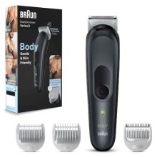 Braun Body Groomer 3 For Men From Gillette,Bg3340,Ball Trimmer,Manscaping Tool,Skinshield Technology,Sensitive Comb,Lifetime Sharp Metal Blade,Comfort,Gentle & Skin Friendly,Waterproof,Gray/Black