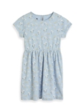 Amazon Brand – Symbol Kids Knee Length Printed Knit Dress (KD-DRG-SS25-144_Sky Blue Floral_3-4 Years)