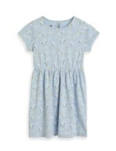 Amazon Brand – Symbol Kids Knee Length Printed Knit Dress (KD-DRG-SS25-144_Sky Blue Floral_3-4 Years)
