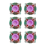 Home Genie Decorative Star-Shaped Diya Candles – Festive Wax Candles with Vibrant Red, Green & Purple Design for Diwali, Weddings, and Home Decoration Pack of 6
