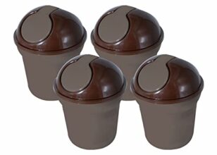Wonder Homeware Server Euro Dustbin for Car/Desk, Set of 4 Pc Dustbin 2 LTR, Coffee Color