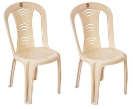 Cello Arc Chair Set Of 2, Marble Beige | Unbreakable, Durable & Strong | Blended Pp Material, Easy To Clean | Plastic Chair For Living Room, Office & Outdoor | 3 Years Warranty – Manufacturing Defects