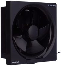 Anchor By Panasonic Smart Air 200 Mm Exhaust Fan For Kitchen, Bathroom With Strong Air Suction, Rust Proof Body, 40W (Black) (Pack Of 2)