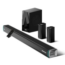 boAt Aavante Bar 5400D with 550W Dolby Audio, 5.1 Channel with Wireless subwoofer & Satellites, 3 Dynamic LED Modes, Decor Enhancing Design, LED Display(Premium Black)