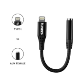 Tunez Cb-90 Type L To Aux Connector With Dac – Braid + Shell Material, 14Cm Length, High-Quality Pvc, Best-In-Class Connectors, Type L To Aux (Female) With Dac Chipset (Black)