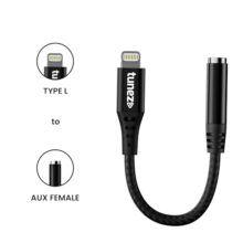 Tunez Cb-90 Type L To Aux Connector With Dac – Braid + Shell Material, 14Cm Length, High-Quality Pvc, Best-In-Class Connectors, Type L To Aux (Female) With Dac Chipset (Black)