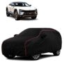 Sulfar 100% Water Resistant Car Body Cover Compatible with Mirror for Mahindra BE 6 (Triple Stitched, Full Bottom Elastic, Black with Red Piping)