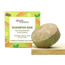 Earth Rhythm Shikakai Shampoo Bar | Contains Shikakai, Curry Leaf, Reeta & Amla Extracts | Men & Women | Sulphate & Paraben Free| Natural- (Cardboard) – 80Gm