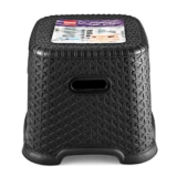 Cello Classic Perfect Posture Plastic Stool | Plastic Stool For Sittng | Light Weight & Stackable | Ideal For Kitchen, Suitable For Home, Office, Hotel & Bathroom |Small | Black