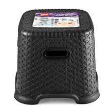 Cello Classic Perfect Posture Plastic Stool | Plastic Stool For Sittng | Light Weight & Stackable | Ideal For Kitchen, Suitable For Home, Office, Hotel & Bathroom |Small | Black