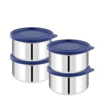 ATTRO Prime Stainless Steel Single Wall Storage Containers Airtight & Leak Proof Containers for Office Use, School, Picnic, 550ml -Blue-Set Of 4