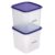 Amazon Brand – Solimo Square Modular Plastic Storage Container | Airtight | BPA-Free | Set of 2 | 3.9 L (Blue)
