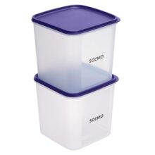 Amazon Brand – Solimo Square Modular Plastic Storage Container | Airtight | BPA-Free | Set of 2 | 3.9 L (Blue)