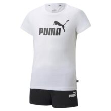 Puma Girl’s Logo Tee & Shorts Set, Puma White, 116