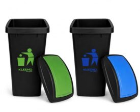 Cello Plastic Swing-Lid Garbage Dustbin (48 Ltr, Green/Blue/Black)
