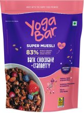 Yogabar Dark Chocolate & Cranberry Muesli 450 Gm | 83% Whole Grains, Nuts, Seeds Pouch(450 g)