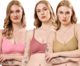 London Hills Women’s Everyday Non-Padded Mid Coverage Bra | Daily Wear Adjustable Straps Women Everyday Non Padded Bra(Pink, Red, Beige)