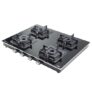 KAFF Gas Stove/Cooktop 4 Burners 63 CM, Black Coated Brass Burners, Decorative SS Moulded Strip on All Sides for Edge Protection Integrated Flame Protector Black | CTQ634B
