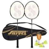 Silver’s Jointless Aluminium Alloy Composite Impulse Badminton Kit (2 Racquets with Full Cover, 1 Box Nylon Shuttlecock Pack of 3)(Black/Gold)