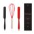 Frenchware (Set of 3, 2 Jar Spatulas & 1 Whisk, Red & Black) Non-Stick Premium Silicone Spatula for Cooking, Baking & Mixing, Seamless Design