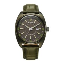 Titan Tonneau Analog with Date and Green Dial Green Leather Strap Watch for Men – 90211QL01