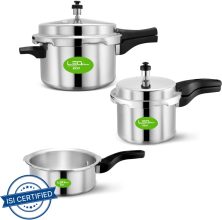 Leo Natura Eco Combo Cooker Pack 2 L, 3 L, 5 L Outer Lid Pressure Cooker & Pressure Pan(Aluminium)