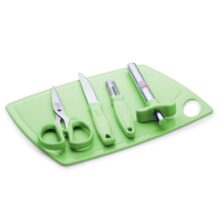 Anjali 5-Piece Kitchen Tool Set – 1 Chopping Board, 1 Knife, 1 Peeler, 1 Scissor, 1 Lighter – Essential Cooking & Food Prep Accessories For Home