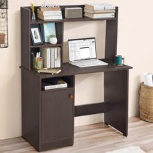 ABOUT SPACE Wooden Study Table with Hutch & Bottom Storage – Office Desk – Office Table for Laptop, PC-Engineering Wood Working, Drawing, Computer Table for Home (Flower Wenge – L100 x B50 x H134 cm)