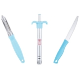 Anjali 3-Piece Kitchen Tool Set – 1 Knife, 1 Peeler, 1 Lighter – Ideal for Cooking, Food Prep, and Daily Uses in Home and Kitchen- Blue