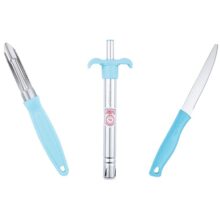 Anjali 3-Piece Kitchen Tool Set – 1 Knife, 1 Peeler, 1 Lighter – Ideal for Cooking, Food Prep, and Daily Uses in Home and Kitchen- Blue