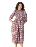 Amazon Brand – Symbol Women’s Rayon Fit and Flare One Piece Midi Length Dress (DR-02 Cont_Plum_L)