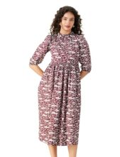 Amazon Brand – Symbol Women’s Rayon Fit and Flare One Piece Midi Length Dress (DR-02 Cont_Plum_L)