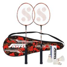 Silver’s Aluminium Camo 7.0 Badminton Kit (2 Racquets with Full Cover, 1 Box Feather Shuttlecock Pack of 3)(Orange/Black)