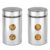 Amazon Brand – Solimo Drip Window Steel Jacketed Glass Jars | Set of 2 | Multipurpose Kitchen Organizer with See-Through Window | 1200 ml | Silver