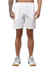 Vector X OMS-274 Mens Solid Pattern Regular Dry Fit Athletic, Running, Gym, Outdoor, Workout Training Light Weight Sports Active Shorts (White, L)