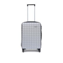 YAYAVAR Check-in Medium- 64 CM, 360 Degree Rotating Wheels,Polycarbonate Material,Hard Luggage with Telescopic Handle and Combination Locking Mechanism, Lyon-(M,Silver)