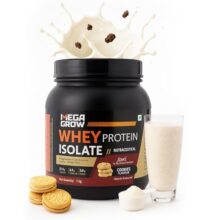 Megagrow Whey Protein Isolate – Cookies & Cream Flavor | 25g Protein per Serving, 4.23g BCAA, 3.98g L-Glutamic Acid | 34 Servings | Low Carb & Fat | Fast Absorption | Lean Muscle, Strength & Recovery Support