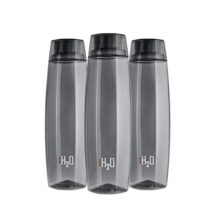 CELLO H2O Octa 1 Litre Plastic Water Bottle, Grey, Set of 3