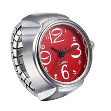 Yellow Chimes Rings For Women Stainless Steel Red Dial Analog Watch Ring Stretchable Ring Watch For Women And Girls.