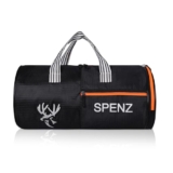 SPENZ Bags Polyester 28L Water Resistant Sports Duffel Gym Bag for Men & Women with Shoe Compartment (Black & Orange)