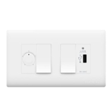 Wipro Northwest (Nowa) Switch Combo of 4M Plate + 1M 6A Switch x2 + USB Charger + 4 Step Fan Regulator, White (Kit 10)
