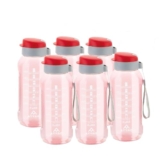 ATTRO Ultra Pro Motivational 1-Liter BPA-Free Water Bottle with Leak-Proof Flip-Top Cap, Nylon Strap and Stylish Color for Daily Hydration Set of 6-Red