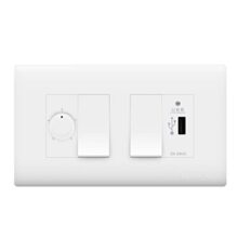 Wipro Northwest (Nowa) Switch Combo of 4M Plate + 1M 6A Switch x2 + USB Charger + 4 Step Fan Regulator, White (Kit 10)