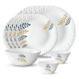 Larah by Borosil Niva Fluted Series Opalware Dinner Set | 13 Pieces for Family of 4 | Microwave & Dishwasher Safe | Bone-Ash Free | Crockery Set for Dining & Gifting | Plates & Bowls | White