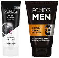 POND’S Pure Detox Face Wash 200 g & POND’S Men’s Energy Bright Face Wash Coffee Beans Bright Skin, 100g