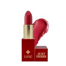 Just Herbs Luxe Satin Melt High Shine Lipstick | Luxury Makeup | Ayurvedic Formula | Long Lasting Shine | Ayurvedic Lipstick – 4 gm (09 SEARING SCARLET)