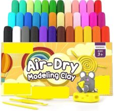 Eclet Air Dry Clay for Kids, Pack of 12 Multicolor Soft Modeling Clay for DIY Art & Craft, Creative Sculpting, School Projects, Clay Making & Fun Learning Activities A