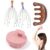 Hair Massager, 4 Piece Scalp Massager Set, Octopus Design with Sandalwood Comb and Pink Straw Comb, Head Massager for Relaxation, Stress Relief and Improved Scalp Care